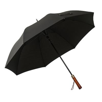 China Business Traditional Golf Straight Umbrella With Solid Wood Handle 8 Bone Pure Umbrella Automatic Outdoor Umbrella for sale