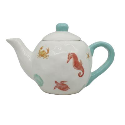 China CREATIVE Porcelain Large Teapot Coffee Cup Ocean Theme Light Blue Animal Ceramic Wholesale Tea Cup for sale