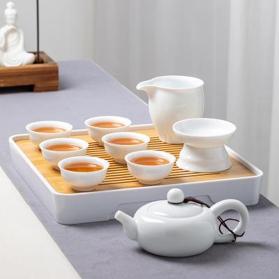 China Pure White Minimalist Small Jade Porcelain Tea Sets Porcelain Gongfu Tea Set Gaiwan Tea Cup for sale