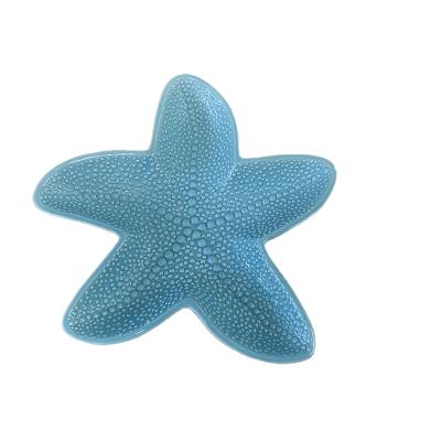 China Viable Custom Blue Starfish Matte Ceramic Dinner Plates, for appetizer or desserts, dinner dishes for sale