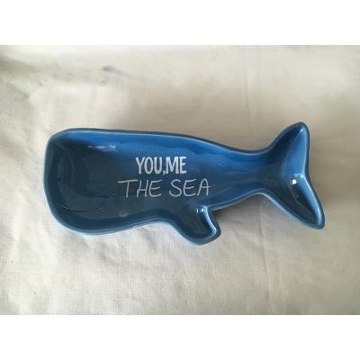 China Custom Viable Shape Ceramic Blue Whale Ocean Animals Cute Dinner Plates&Dishes for sale