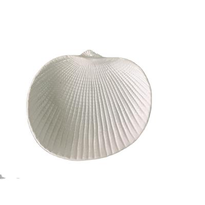 China Sustainable Custom Ceramic White Sea Shells Dinner Plate Shell Shape Plate for sale