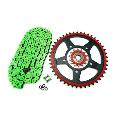 China Quiet/Speed Up/ Wear Resistant Top-quality Complete Racing Motorcycle Sprocket and Chain Set for Suzuki GW250 (45T 14T 520H XR-Ring 120 Links Green) for sale