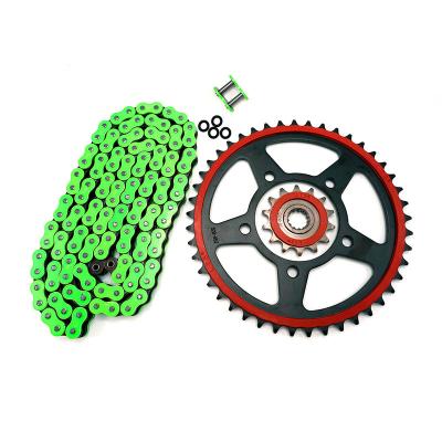 China Quiet/Speed Up/ Wear Resistant Top-quality Complete Racing Motorcycle Sprocket and Chain Set for Suzuki GW250 (45T 14T 520H XR-Ring 120 Links Green) for sale