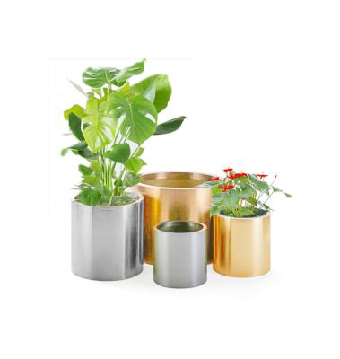 China Modern Wholesale Indoor Round Brushed Steel Planter Pot for sale