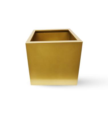 China Modern Powder Coated Square Metal Gold Flower Planter for sale