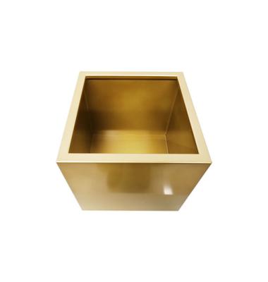 China Wholesale Gold Flower Planter Modern Brushed Metallic Desktop Pot for sale