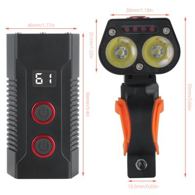 China New Digital Display Ip65 Lightweight Waterproof Rechargeable Bicycle Power Cycle Dual Led Front Light 21.5*10*4CM for sale