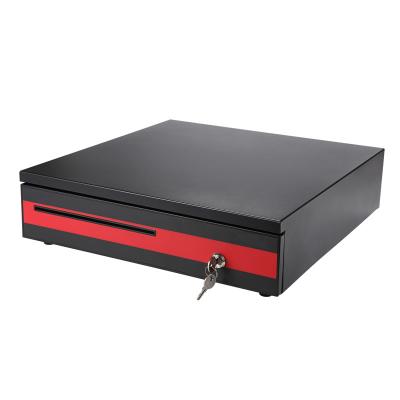 China Electric Cash Drawer Box Commercial Heavy Duty Printer Bill Cashier Money Safe 405W*420L*100H(mm) with plastic rollers for sale