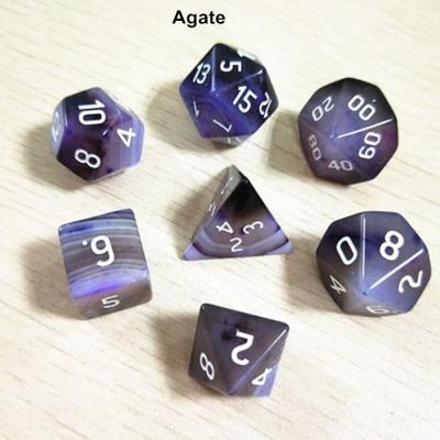 China Europe Stripped Agate 7 Piece RPG Dice Set Gemstone Dice for sale