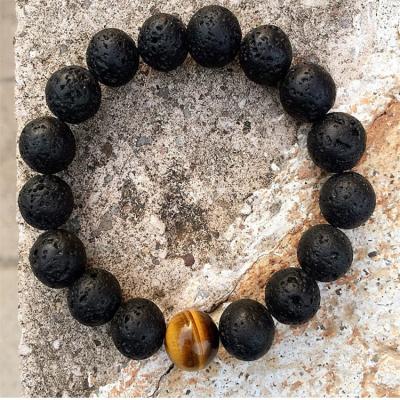 China Natural Lava Rock Stone Healing Stone Buddhist Prayer Beads Jade Bead Bracelets 6mm 8mm 10mm Mala Handmade Tibetan Bracelet for sale