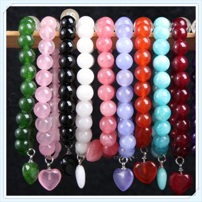 China ALLOY natural gemstone round jade bracelet with silver charm for sale