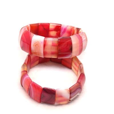 China Wholesale Agate ALLOY Stretch Band Bangle&braclet Good For Health Colorful Agate Gemstone Bracelet for sale