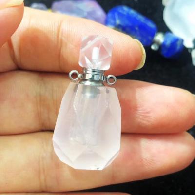 China Wholesale Natural Gemstone Crystal Quartz Perfume Bottle Pendant Necklace for sale