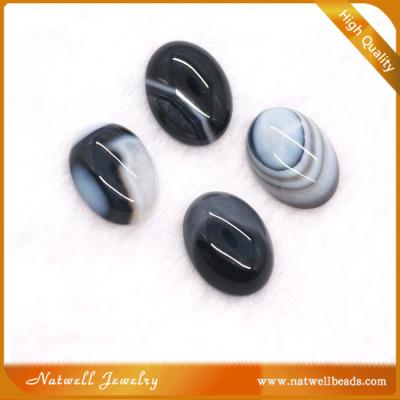 China Factory price natural black and white striped black onyx gemstone cabochon ceramic oval agate cabochon for sale