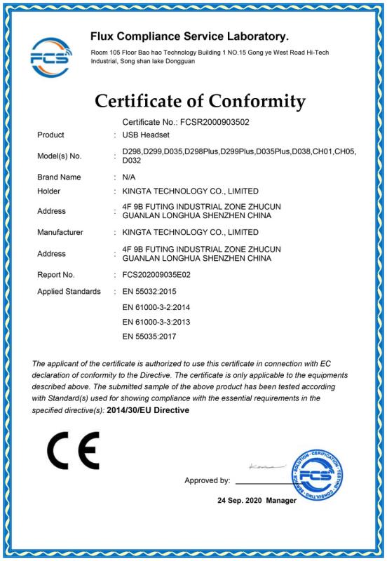 CE - SHENZHEN EBODA ELECTRONICS & TECHNOLOGY CO.,LTD