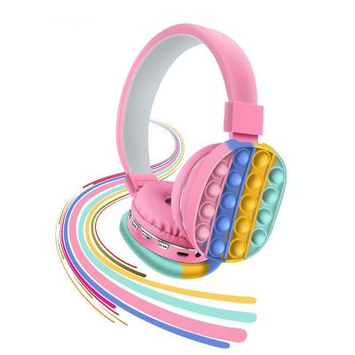 China Sensory Bubble Toy Kids Earphone Rainbow Wireless Headset Antistre Earphone Rainbow Headset For Younger for sale