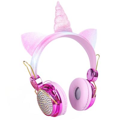 China Noise cancellation; Hot Sale BT 5.0 Unicorn Headset Wireless Cute Cat Cartoon Earphone Headphones MIC for Women Kids for sale