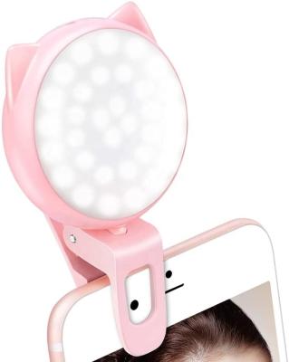 China Newest Fill Light 3 Level Glow Makeup Rechargeable Mobile Phone Led Selfie Ring Light for sale