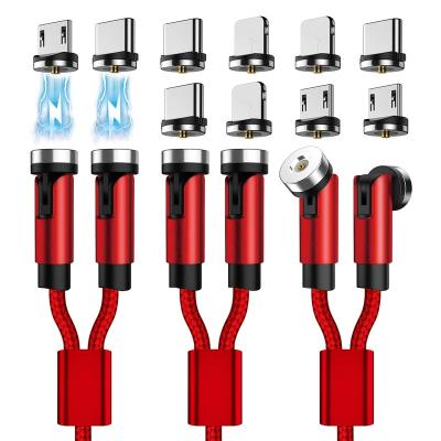 China Mobile Phone 3 in 1 Magnetic USB Cable for Fast Charging,Factory Wholesale Magnetic 540 Degree Rotation Flame LED Cable Mobile Phone Data for sale