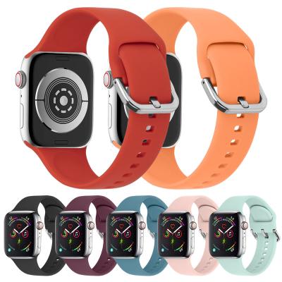 China Soft Silicone Smart Watch Band Replacement Wristband Sport Band Customized Sports Wristband Compatible With iWatch Series 7 6 5 4 3 2 1 Women Men for sale