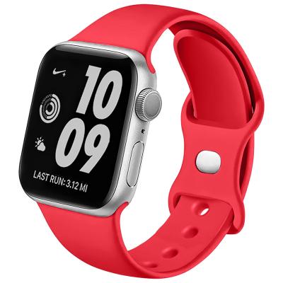 China Custom Soft Silicone Water Resistant Waterproof Sport Strap Smart Watch Band Replacement Rubber Straps For iWatch Series 7 6 5 4 3 2 1 Se for sale