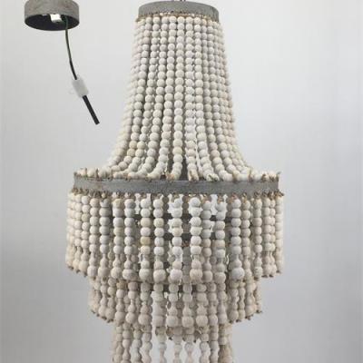 China Vintage Residential Classic Iron and Wood Beads Chandelier Pendant Lamp for sale