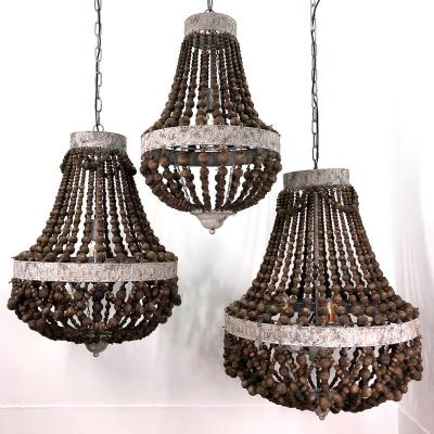 China Residential handmade vintage wood beaded chandeliers for sale