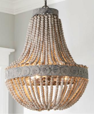 China Residential Vintage Wood Beaded Chandeliers Lighting Home Decor for sale