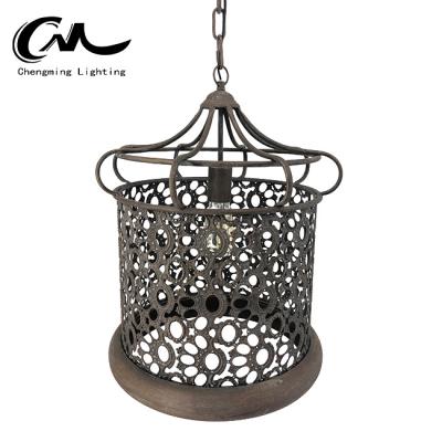 China New Art Deco Vintage Residential Light Style Iron Cage Iron Mesh Rustic Pendant Light Restaurant for sale