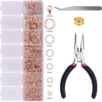 China Repairing Jewelry Kit Findings Jewelry Making Earring Open Ring Lobster Clasp, Silver And Gold Jump Ring And Needle-Nose Pliers Repair Open Rings Jump Kit For Jewelry Making Black for sale