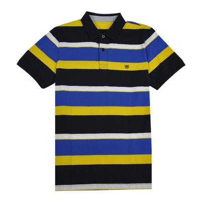 China Breathable Cotton Stand Collar Shirt Youth Fashionable Striped Polo Shirt For Boy for sale