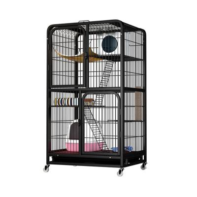 China Large Breathable Luxury Black Trap Cage Easy To Clean Rabbit Cage With Wheel for sale