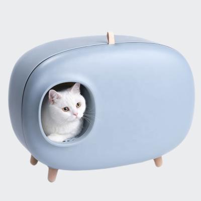 China Hot Selling Space Cat Viable Clean Products Plastic Large Cat Toilet Box Plastic Litter Box Sandbox for sale