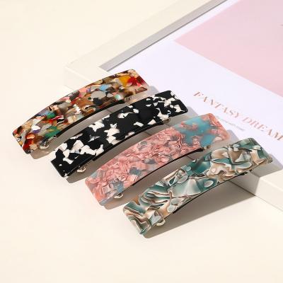 China Acetate Leopard Hairpin Barrette Girl Glitter Square Dish Comfy Soft Metal Hair Clips for sale