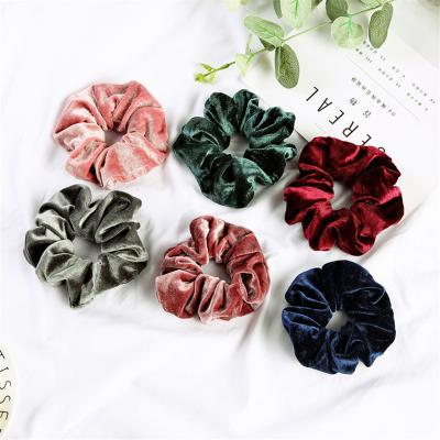 China Solid Elastic Headband Hair Accessories Headband Elastic Band Holders Ring Ties For Girls Ponytail Hair Scrunchies Women Fashion Velvet Scrunchies for sale