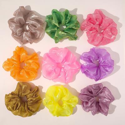 China Popular Large Soft Luminous Neon Elastic Hair Bands Large Organza Scrunchies For Girl Lady for sale