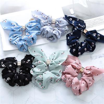 China Haar Fashionable Woman Printed Elastic Bands Accessories Ponytail Holder Rabbit Hair Scrunchies Lovely Girls Floral Elastic Hair Ties for sale