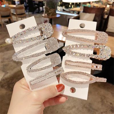 China Wholesale Girls Shiny Crystal Rhinestone Geometric Hairpins Headwear Hair Clip For Women for sale