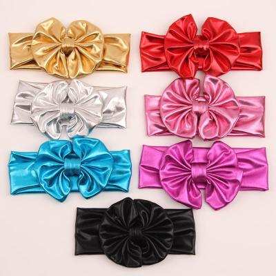 China Solid color hair bands 7 colors cute solid tan gold hair bow hairband baby kids bow headbands girls hair clips for sale