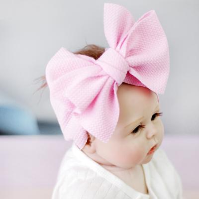 China Soft Children's Elastic Headband Solid Color Bow Headband Baby Rabbit Ears Newborn Headband Widened for sale