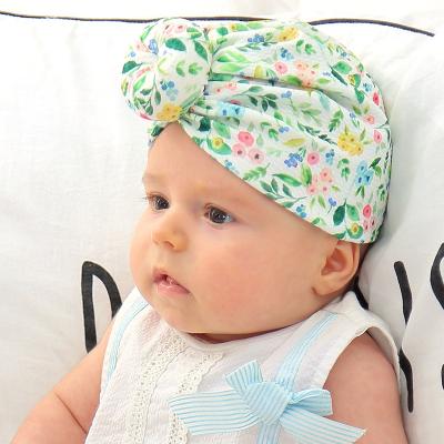 China 2020 Eco-friendly baby simple design soft turban hat sweater hat knot comfortable India printing high quality newborn infant baby hat hat beanie NC; ZHE for sale