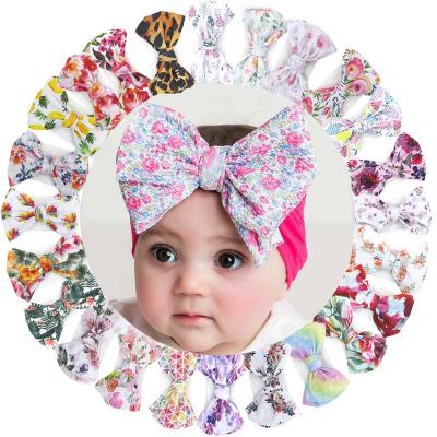 China Custom Floral Printed Hair Decoration Cotton Headband Hair Band Baby Kids Soft Elastic Head Wraps Baby Headband for sale