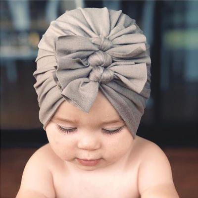 China Wholesale Cotton Hats Character Baby Solid Color Drape Bow Knot Headband Hat Cover Head Wrap Newborn Turban for sale