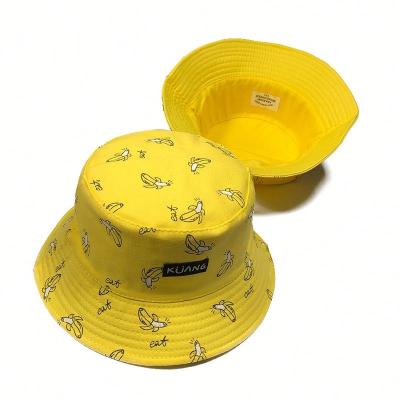 China Image 2021 Summer Hip Hop Banana Print Banana Chips Orros Fisherman Panama Bucket Hat Men Women for sale