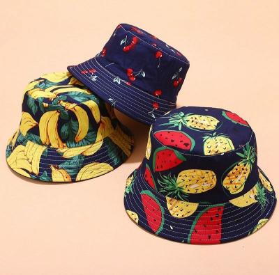 China Image Printed Fruit Fisherman's Hat Summer Sunshade Leisure Outdoor Bucket Hat Sports Hat For Women for sale