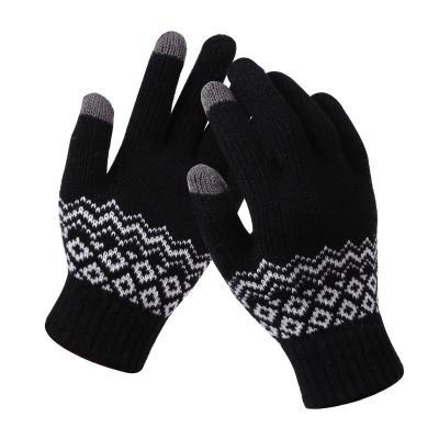 China L751 Winter Touchscreen Knitted Warm Wool Mittens Touch Screen Gloves Men Women Acrylic Stretch Gloves for sale