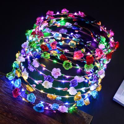 China Bridesmaid Bridal LED Party Favors Halloween Wreath Party Garlands Neon Shower Flower Headband for sale