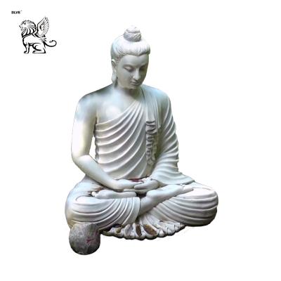 China EUROPEAN Garden Decoration Pure White Life Size Stone Sitting Buddha Statue For Wholesale MSA-76 for sale