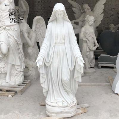 China Sale Modern Life Size Catholic Religious White Stone Virgin Mary Statue Marble Sculpture For Sale for sale